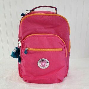 NWT Kipling Seoul Large 15" Laptop Backpack, Metallic, Flash Pink Chain